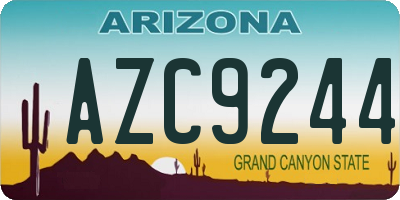 AZ license plate AZC9244