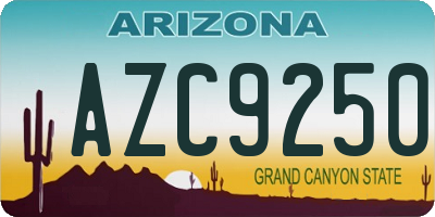 AZ license plate AZC9250