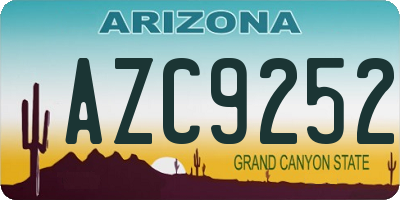 AZ license plate AZC9252