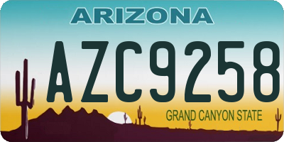 AZ license plate AZC9258