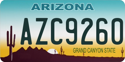 AZ license plate AZC9260
