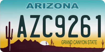 AZ license plate AZC9261