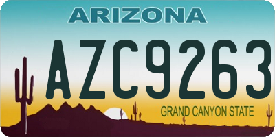 AZ license plate AZC9263