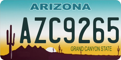 AZ license plate AZC9265