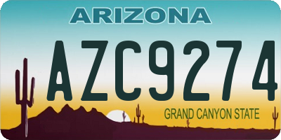 AZ license plate AZC9274