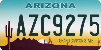 AZ license plate AZC9275