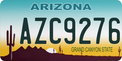 AZ license plate AZC9276