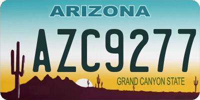 AZ license plate AZC9277