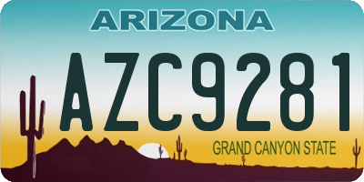 AZ license plate AZC9281