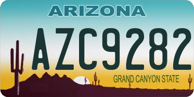 AZ license plate AZC9282