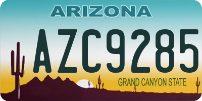 AZ license plate AZC9285
