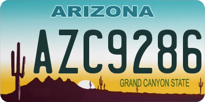 AZ license plate AZC9286