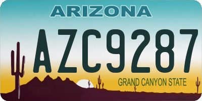 AZ license plate AZC9287