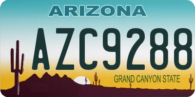 AZ license plate AZC9288