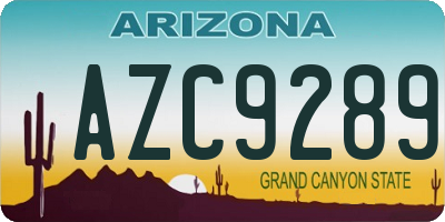 AZ license plate AZC9289