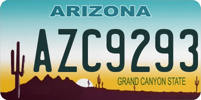AZ license plate AZC9293
