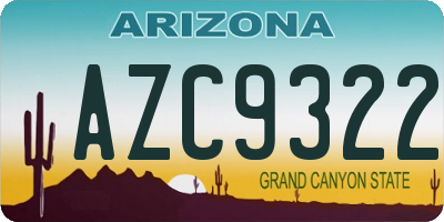 AZ license plate AZC9322