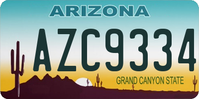AZ license plate AZC9334