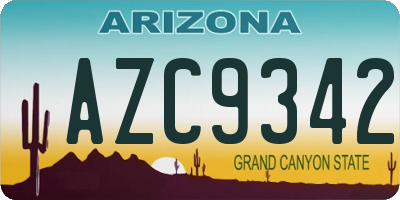 AZ license plate AZC9342