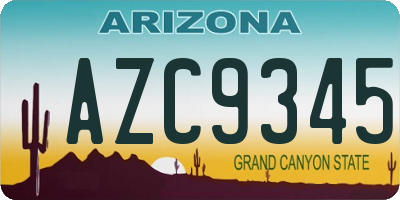 AZ license plate AZC9345