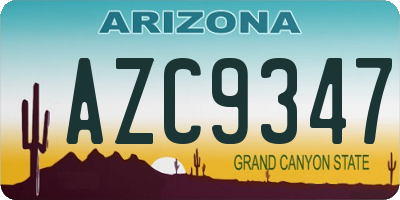 AZ license plate AZC9347
