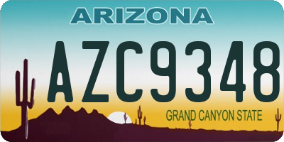 AZ license plate AZC9348