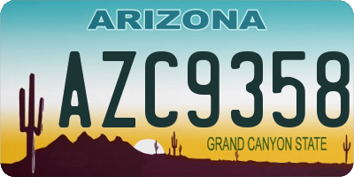 AZ license plate AZC9358