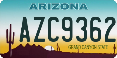 AZ license plate AZC9362