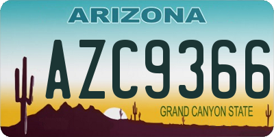 AZ license plate AZC9366