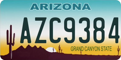 AZ license plate AZC9384