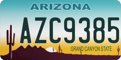 AZ license plate AZC9385