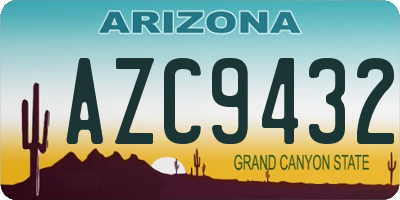 AZ license plate AZC9432