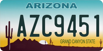 AZ license plate AZC9451