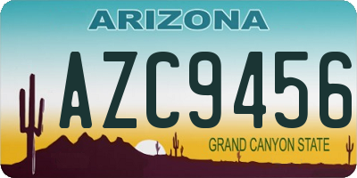 AZ license plate AZC9456