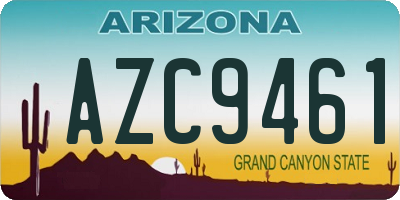 AZ license plate AZC9461