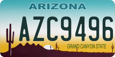 AZ license plate AZC9496