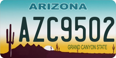AZ license plate AZC9502