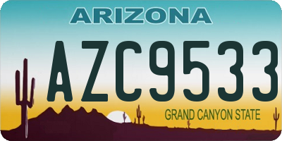 AZ license plate AZC9533