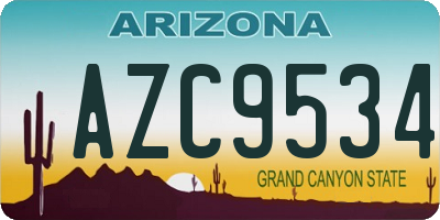 AZ license plate AZC9534