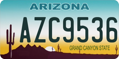 AZ license plate AZC9536