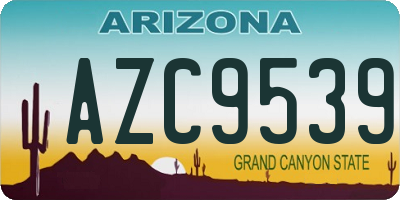 AZ license plate AZC9539