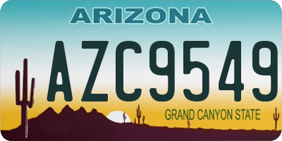AZ license plate AZC9549