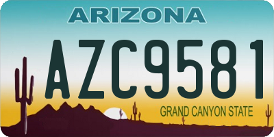 AZ license plate AZC9581