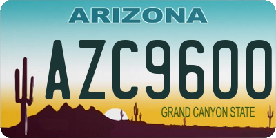 AZ license plate AZC9600