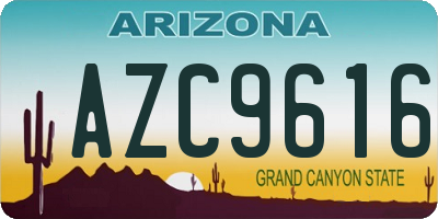 AZ license plate AZC9616