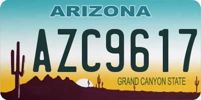 AZ license plate AZC9617