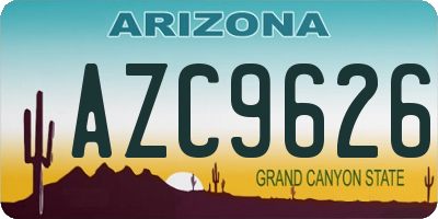 AZ license plate AZC9626