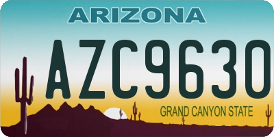 AZ license plate AZC9630