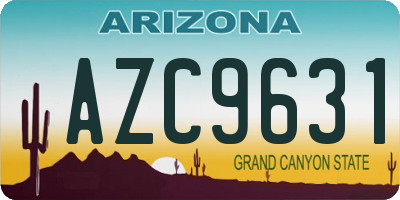 AZ license plate AZC9631