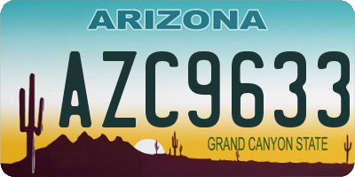AZ license plate AZC9633